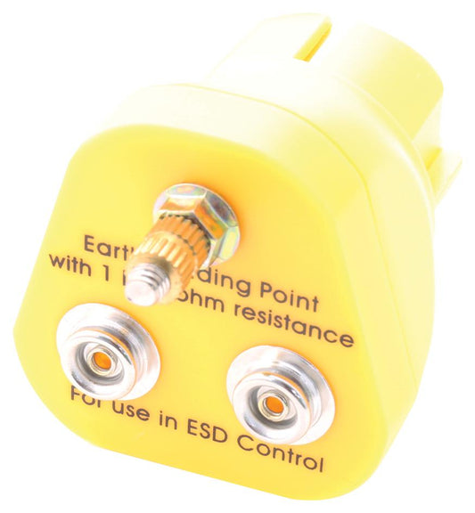Earth Bonding Plug, 2 Stud, 1 M5 Post, 1MOhm Resistor, EU Plug Type
