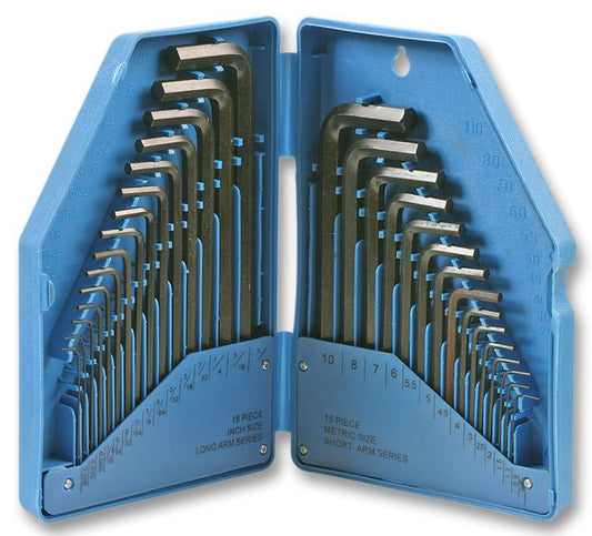 Hex Key Set, 0.7 mm - 10 mm, 30 Piece
