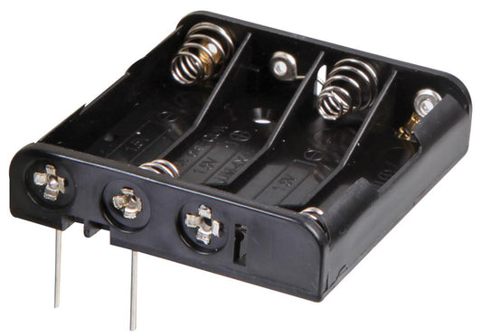 4 x AAA Battery Holder, THT