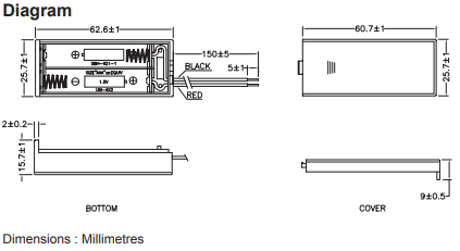 2 x AAA Battery Box, Enclosure