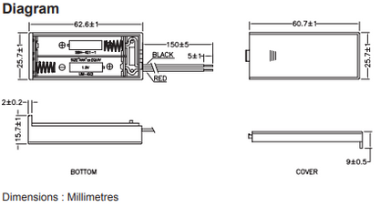 2 x AAA Battery Box, Enclosure