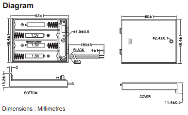 4 x AAA Battery Box, Enclosure