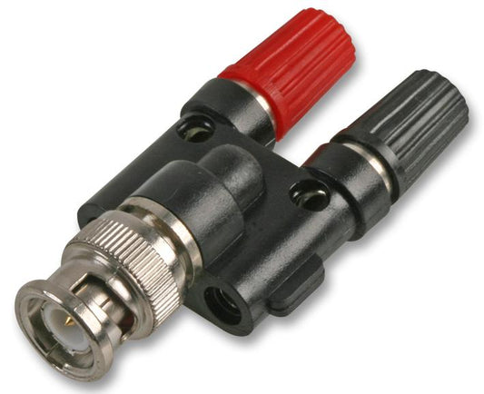 BNC Plug to 2x 4mm Banana Sockets Double Stacking Adaptor