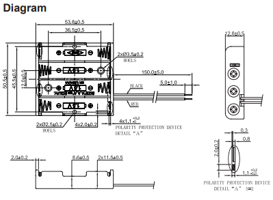 4 x AAA Battery Holder, Wired
