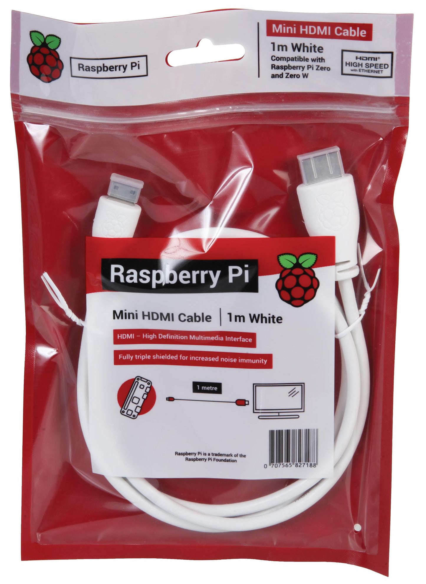 PI zero mini HDMI Cable white