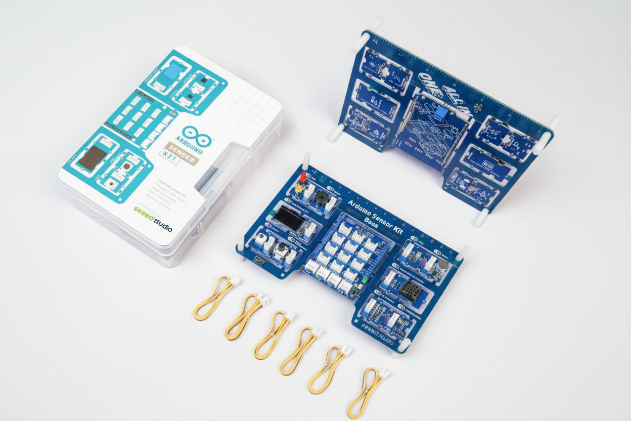 Electronic components and packaging on a white background