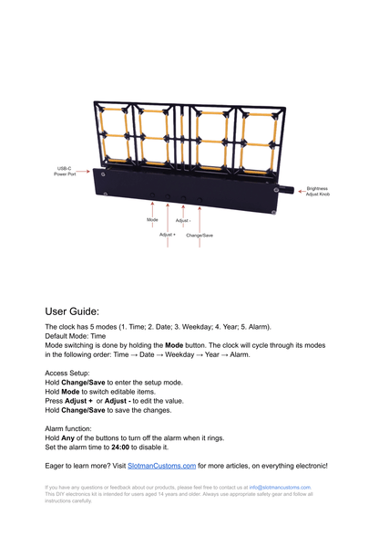 HE056 Ceramic Filament Clock Kit assembly manual with step-by-step illustrations and text.